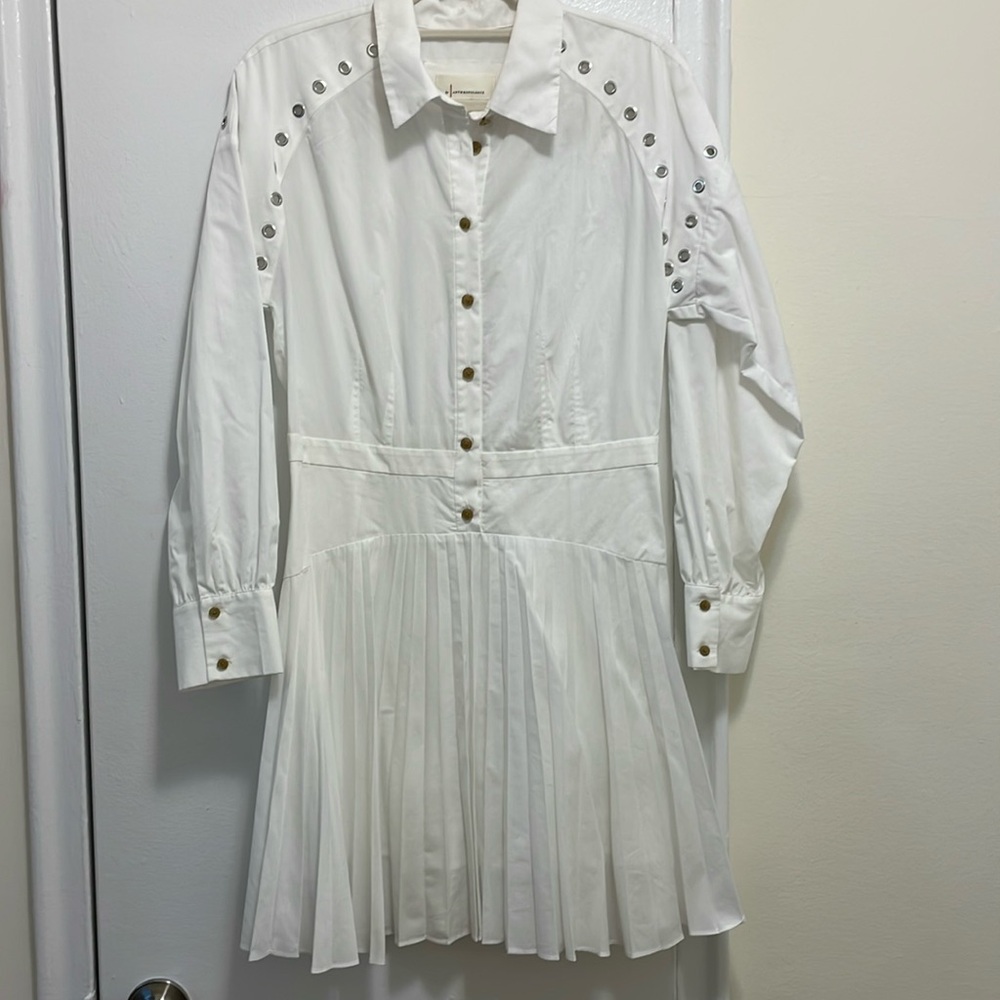 Anthropologie white pleated Western dress